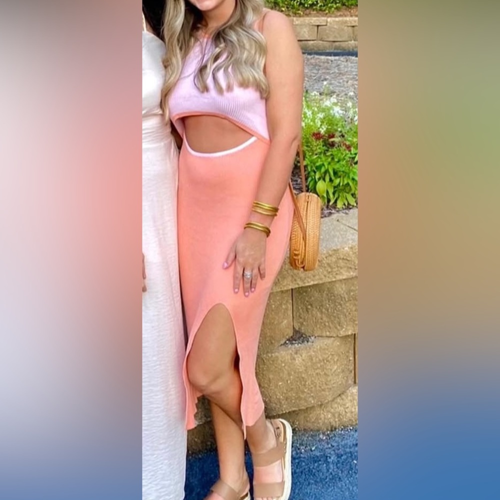 Sleeveless Pink and Orange Dress